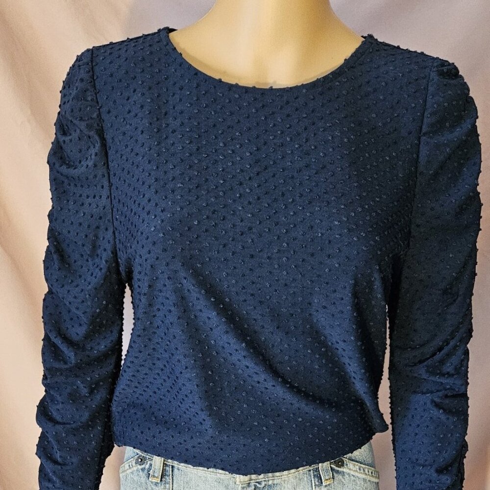 Banana Republic Navy Scrunch Sleeve Blouse